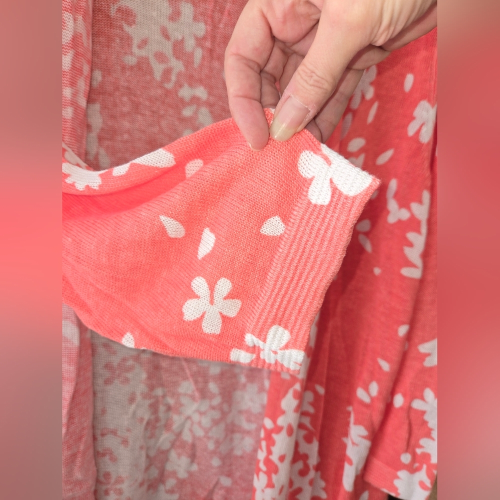 Women's Investments Pink/White Floral Coral Cardigan Size XL - Picture 2 of 11